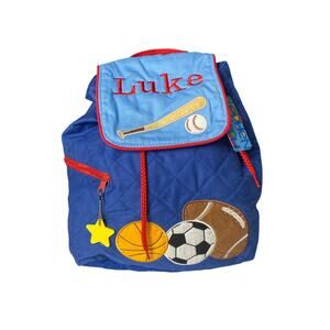 Stephen Joseph "Luke" Blue Sports Theme Quilted Backpack NWT